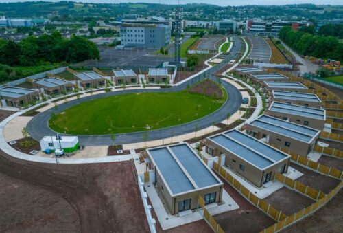 Ikrainian Refugee module homes aerial view